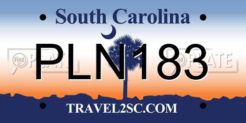 PLN183 South Carolina License Plate