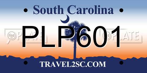 PLP601 South Carolina License Plate