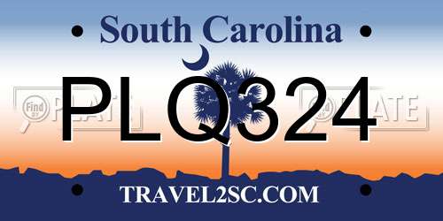 PLQ324 South Carolina License Plate