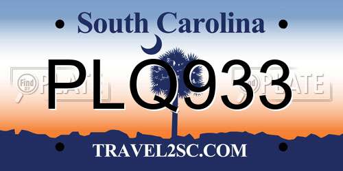 PLQ933 South Carolina License Plate