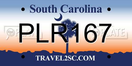 PLR167 South Carolina License Plate