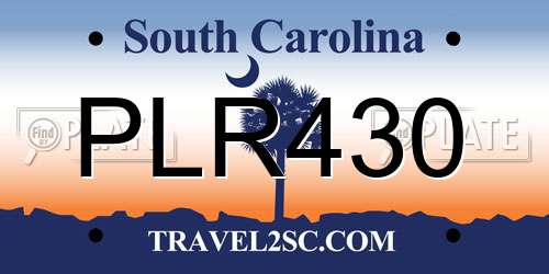 PLR430 South Carolina License Plate