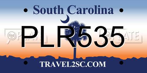 PLR535 South Carolina License Plate