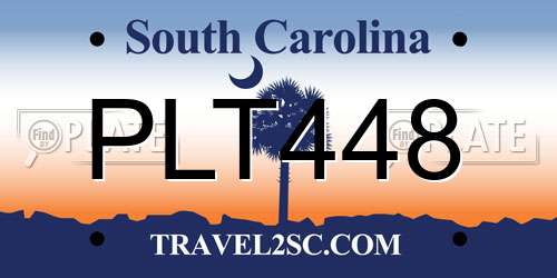 PLT448 South Carolina License Plate