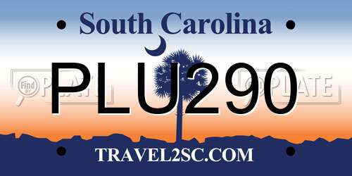 PLU290 South Carolina License Plate