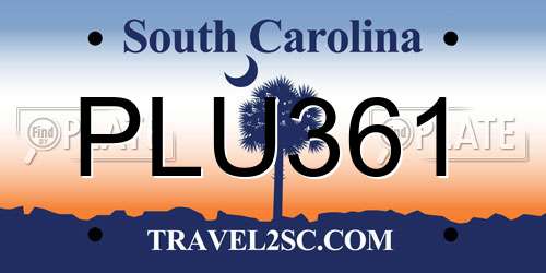 PLU361 South Carolina License Plate
