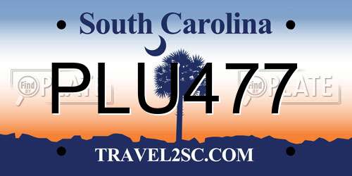 PLU477 South Carolina License Plate