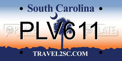 PLV611 South Carolina License Plate