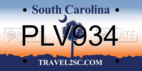 PLV934 South Carolina License Plate