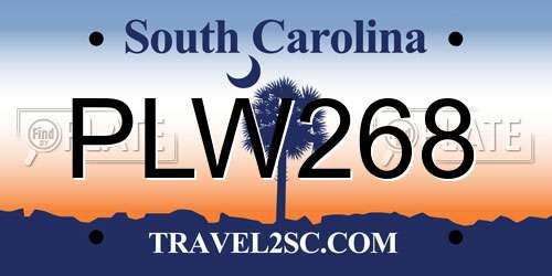 PLW268 South Carolina License Plate