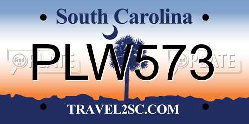 PLW573 South Carolina License Plate