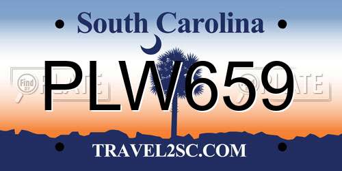PLW659 South Carolina License Plate