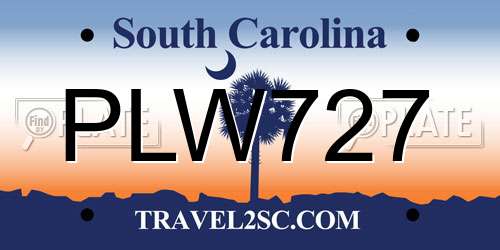 PLW727 South Carolina License Plate