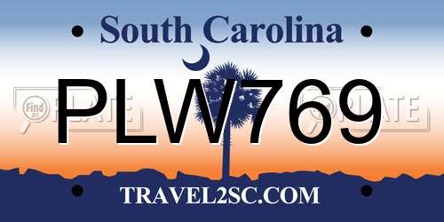 PLW769 South Carolina License Plate