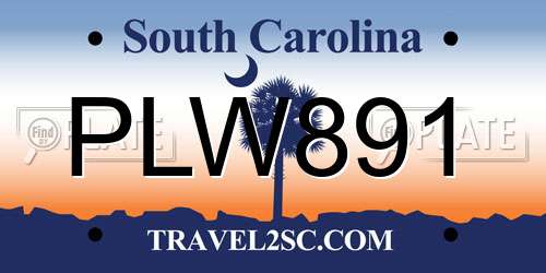 PLW891 South Carolina License Plate