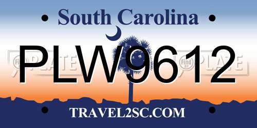PLW9612 South Carolina License Plate