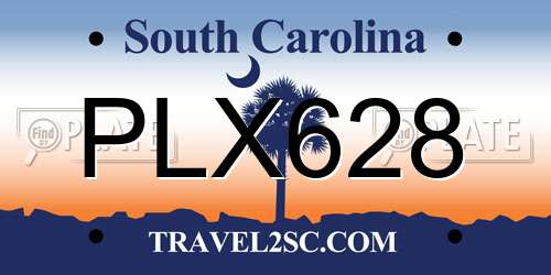 PLX628 South Carolina License Plate