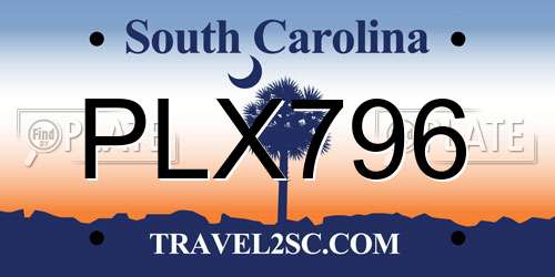 PLX796 South Carolina License Plate