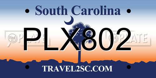 PLX802 South Carolina License Plate