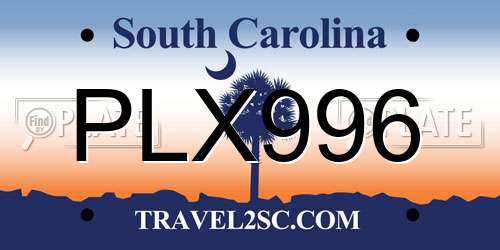 PLX996 South Carolina License Plate