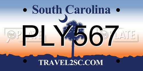 PLY567 South Carolina License Plate