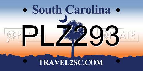 PLZ293 South Carolina License Plate