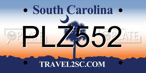 PLZ552 South Carolina License Plate