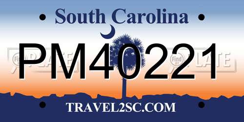 PM40221 South Carolina License Plate