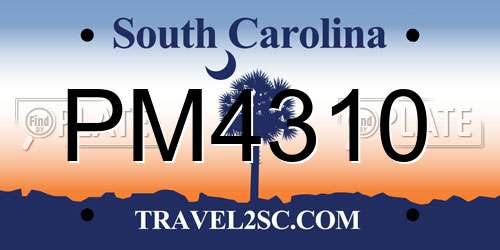 PM4310 South Carolina License Plate