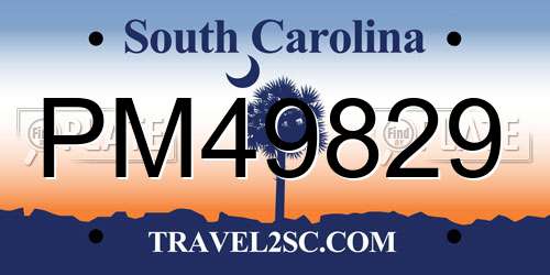 PM49829 South Carolina License Plate
