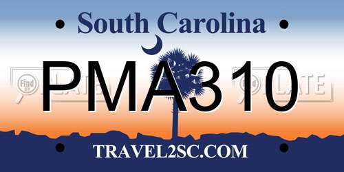PMA310 South Carolina License Plate
