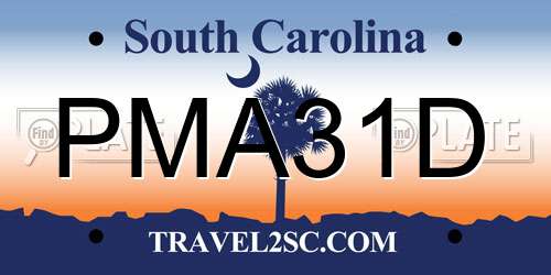 PMA31D South Carolina License Plate