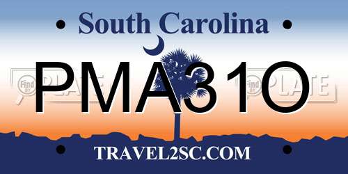 PMA31O South Carolina License Plate
