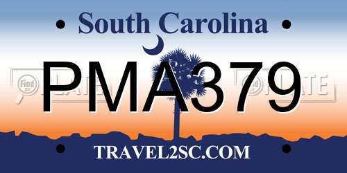 PMA379 South Carolina License Plate