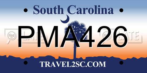 PMA426 South Carolina License Plate