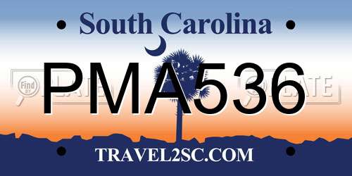 PMA536 South Carolina License Plate