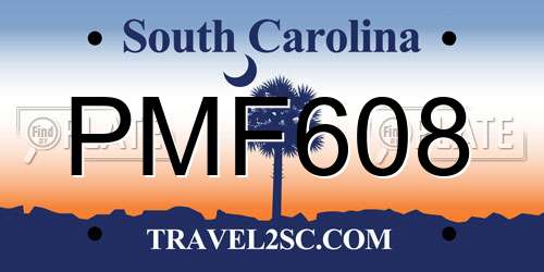 PMF608 South Carolina License Plate