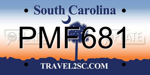 PMF681 South Carolina License Plate