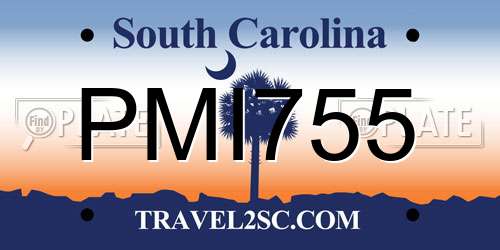 PMI755 South Carolina License Plate