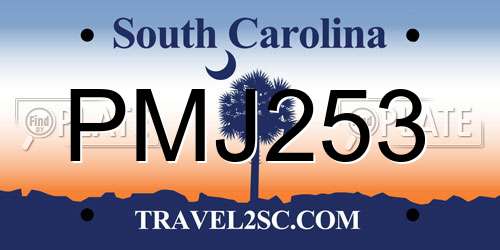 PMJ253 South Carolina License Plate