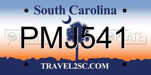 PMJ541 South Carolina License Plate