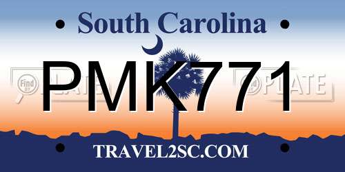 PMK771 South Carolina License Plate