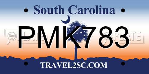 PMK783 South Carolina License Plate