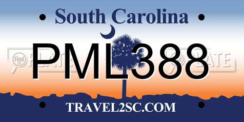 PML388 South Carolina License Plate