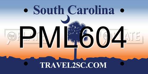 PML604 South Carolina License Plate