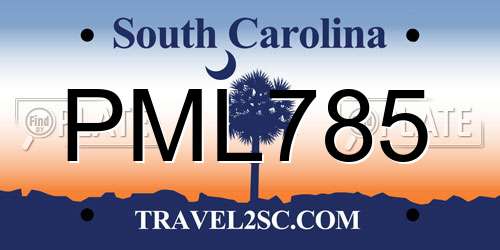 PML785 South Carolina License Plate