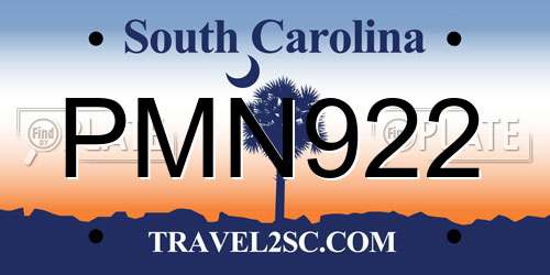 PMN922 South Carolina License Plate