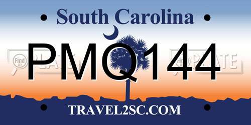 PMQ144 South Carolina License Plate