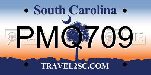 PMQ709 South Carolina License Plate