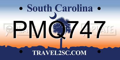 PMQ747 South Carolina License Plate